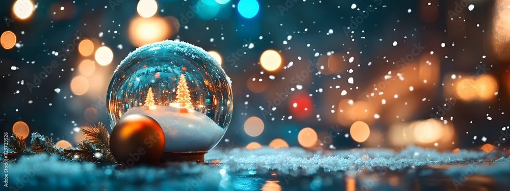 Christmas Snow Globe In Eve Night - Wish Concept With Snowing And Blue Abstract Defocused Background,
Christmas Snow Globe In Eve Night - Wish Concept With Snowing And Blue Abstract Defocused Background,
