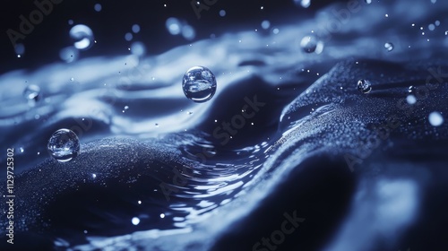 Macro shot of water-oil emulsion over colored background. space background. Ultra realistic. Photorealistic photo