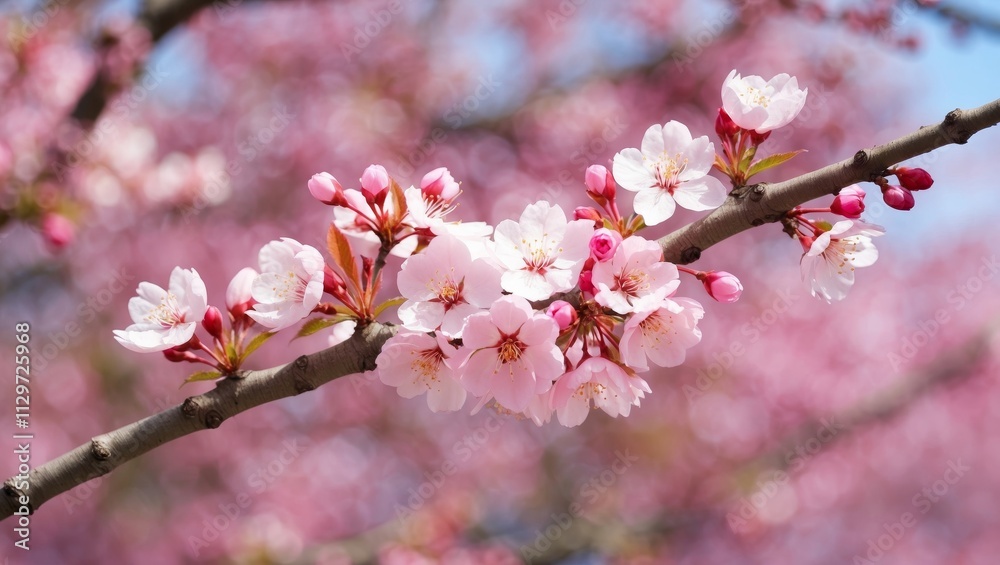 Blooming cherry blossom branch on soft bokeh background Blooming cherry blossom branch on soft bokeh background