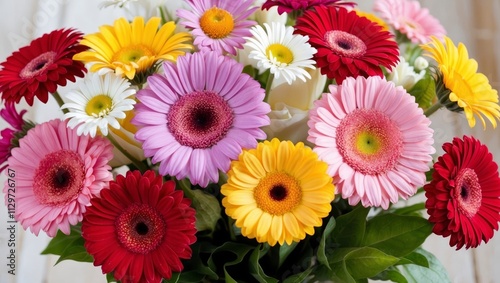 Colorful bouquet of gerberas daisies and flowers