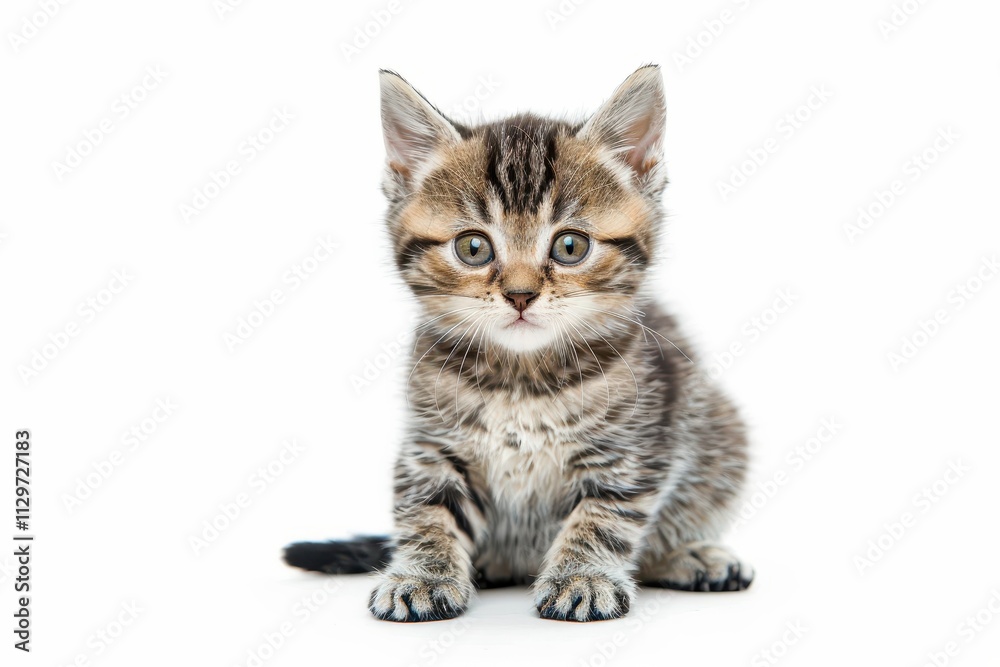 European Shorthair kitten sitting and gazing at camera white background 2 5 months European Shorthair kitten sitting and gazing at camera white background 2 5 months