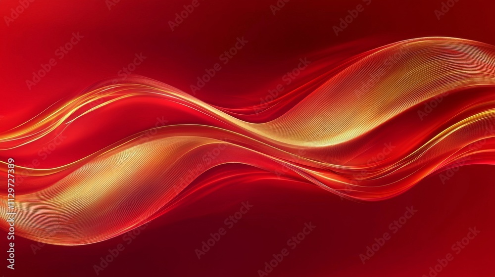 Fototapeta premium A bold red background with soft golden highlights, featuring a smooth