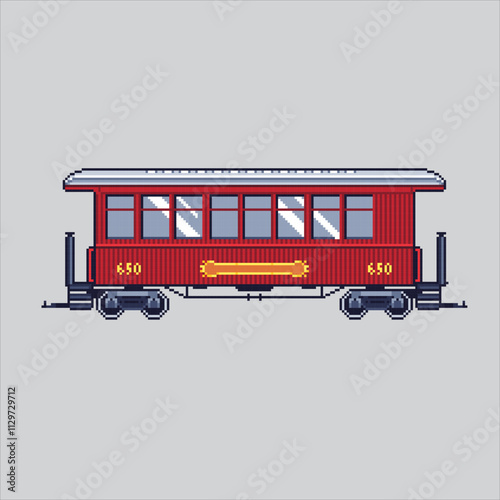 Pixel art illustration Passenger Carriage. Pixelated Passenger Train. Passenger Train Carriage icon pixelated for the pixel art game and icon for website and video game. old school retro.