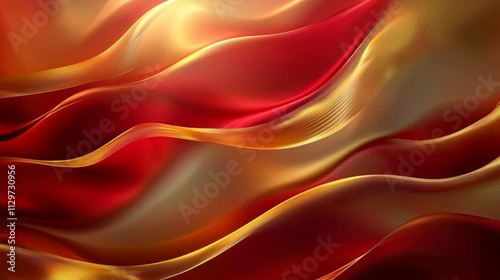 A luxurious red and gold gradient background with soft, flowing curves