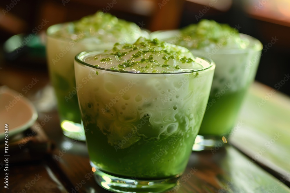 Green cendol droplets in coconut milk and sugar sauce is a popular drink in hot weather Green cendol droplets in coconut milk and sugar sauce is a popular drink in hot weather