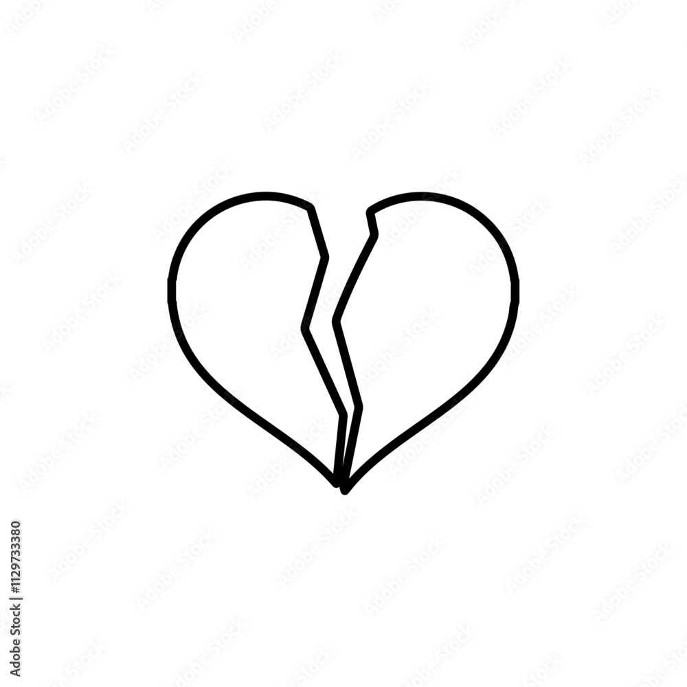 heart break icon Flat symbol set outline heart break icon Flat symbol set outline