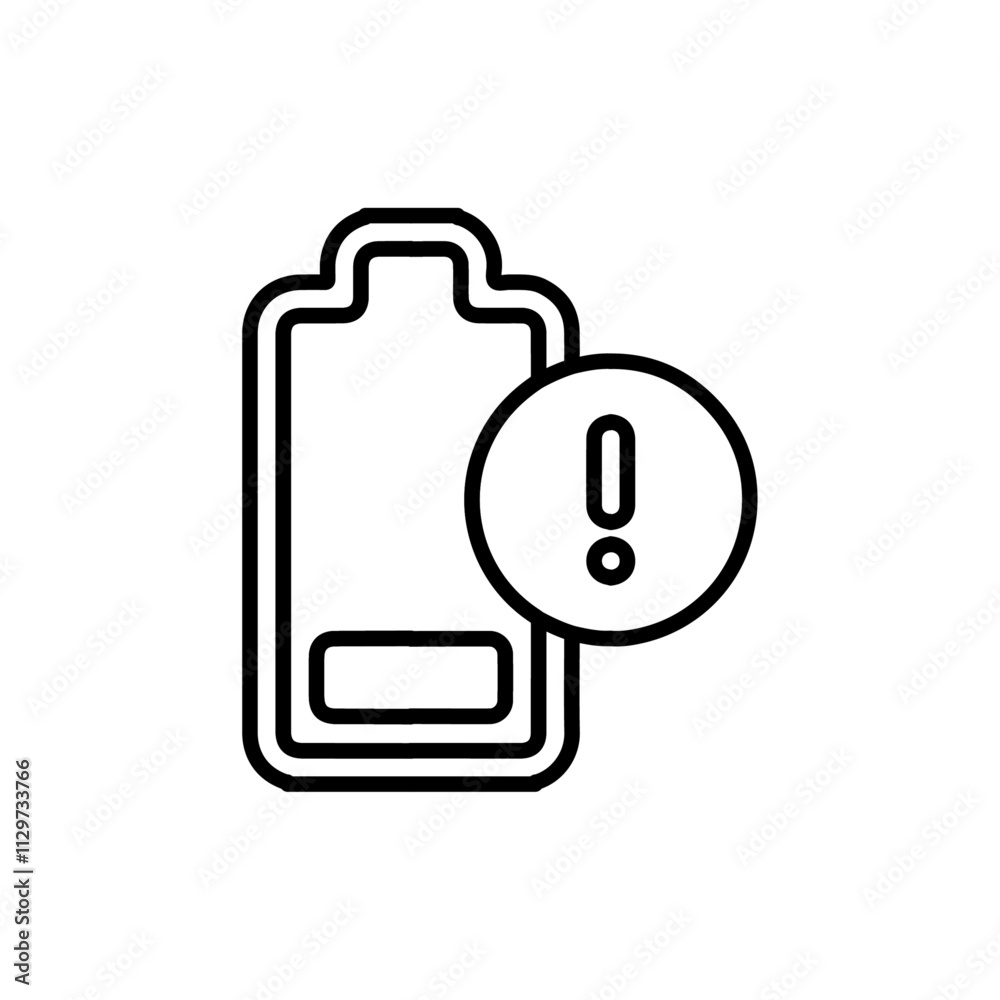 low battery icon Flat symbol set outline low battery icon Flat symbol set outline