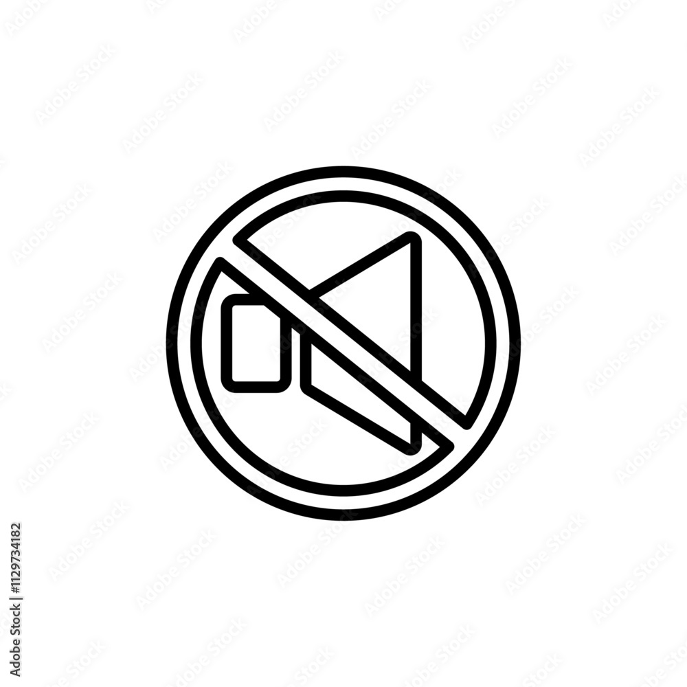 no sound icon Flat symbol set outline no sound icon Flat symbol set outline