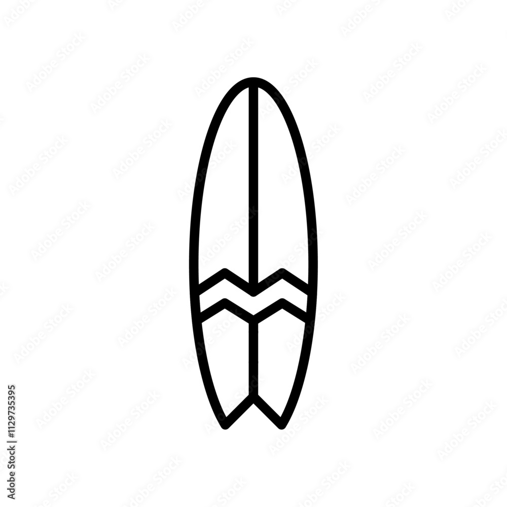 surfing board icon Flat symbol set outline surfing board icon Flat symbol set outline