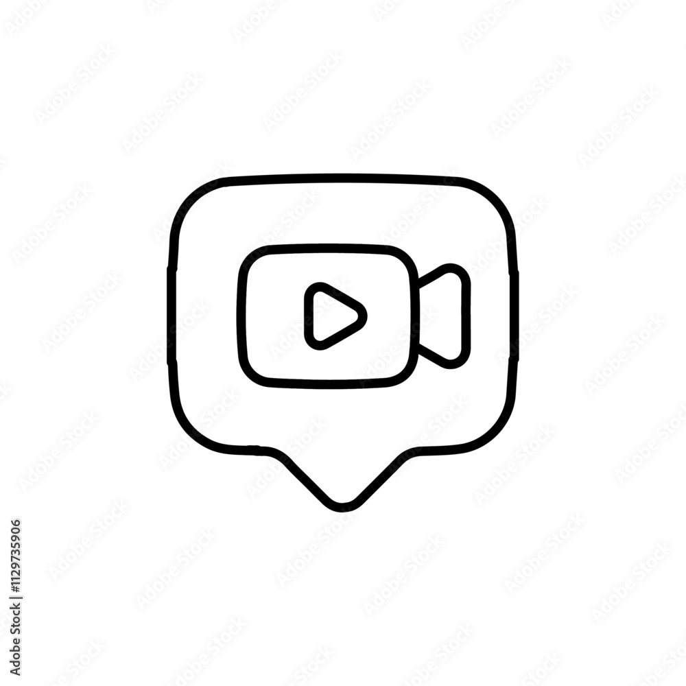 video chat icon Flat symbol set outline