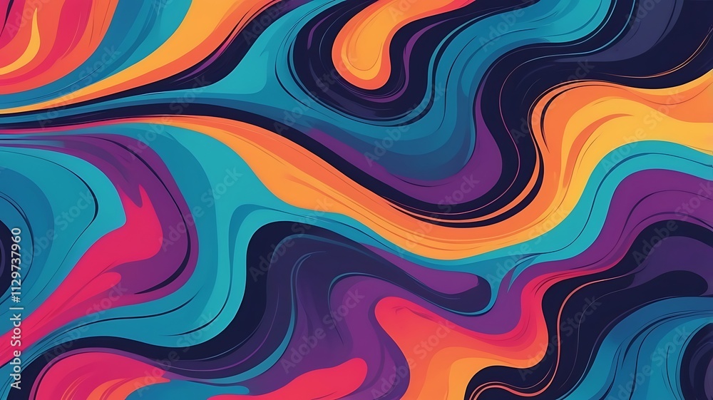 Abstract Colorful Swirling Waves Digital Art Abstract Colorful Swirling Waves Digital Art