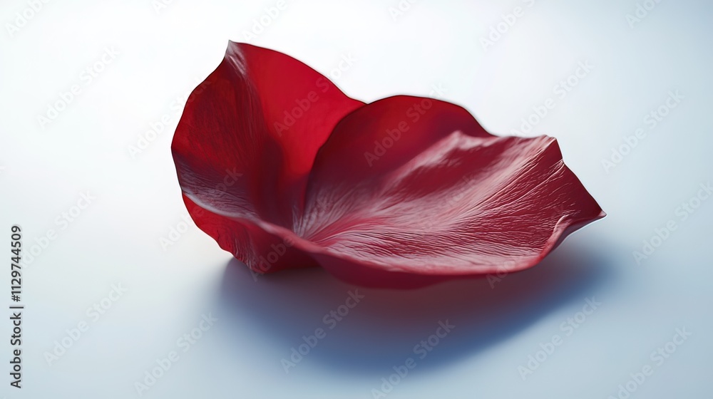 Two red petals on a white background, soft light, close-up. Two red petals on a white background, soft light, close-up.