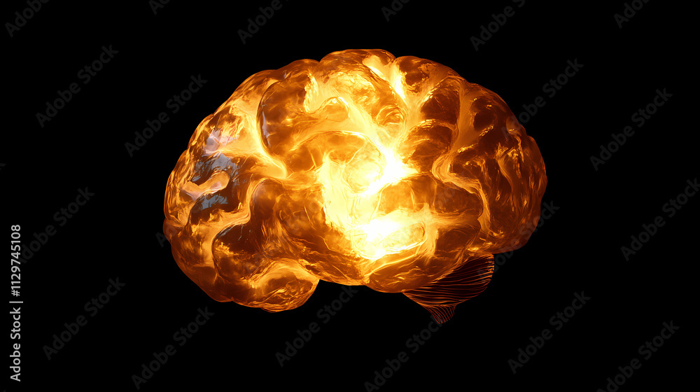 A glowing brain symbolizing intelligence, creativity, and enlightenment , brain, light, glowing, intelligence. Nirvana. Illustration
