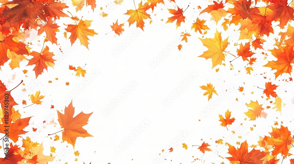 Vibrant Orange Autumn Leaves Framing a Bright Natural Background Vibrant Orange Autumn Leaves Framing a Bright Natural Background