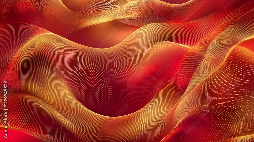 Elegant red and gold gradient with flowing wave patterns, ideal for high-end corporate branding