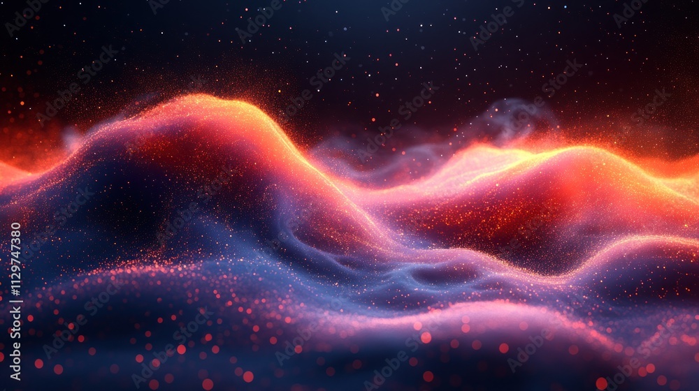 Abstract Landscape with Glowing Particles Abstract Landscape with Glowing Particles