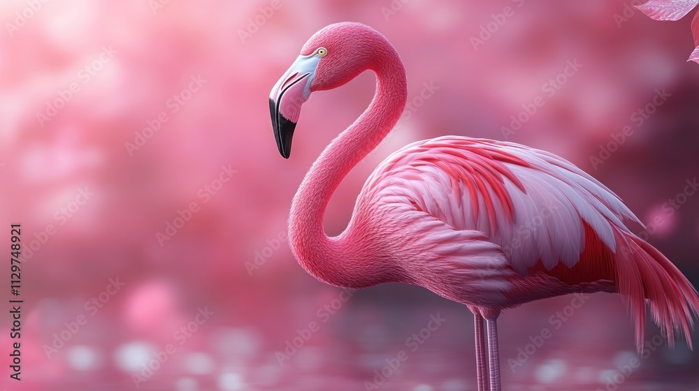 Fototapeta premium Pink Flamingo in a Soft Pink Setting
