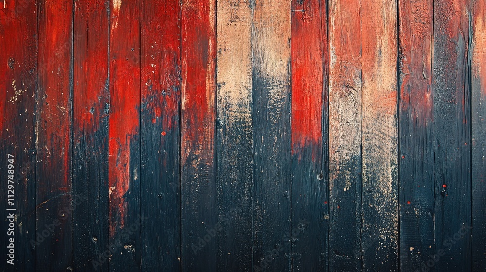 Obraz premium Dark Wooden Wall with Textured Surface and Colorful Paint Streaks