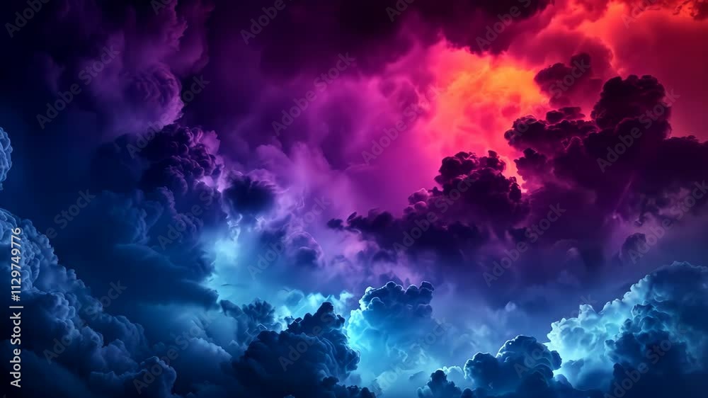 Vibrant rain clouds crackle with lightning above picturesque nature pre-storm. Colorful, Ai Generated. Vibrant rain clouds crackle with lightning above picturesque nature pre-storm. Colorful, Ai Generated.