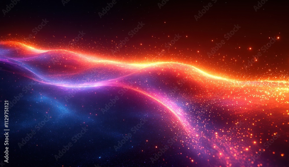 Abstract Wave with Red and Blue Glowing Lights