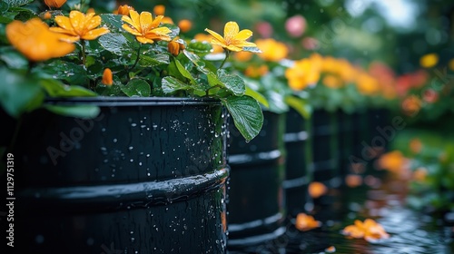Yellow Flowers In Rain