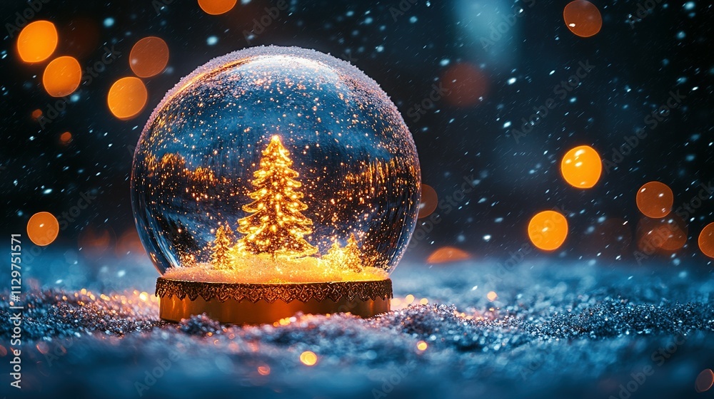Enchanting Eve Night Wish Concept with Snowfall and Blue Abstract Background Enchanting Eve Night Wish Concept with Snowfall and Blue Abstract Background