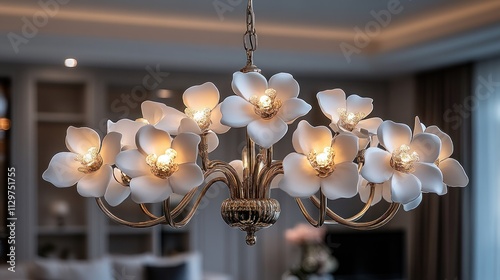 Elegant White Flower Chandelier