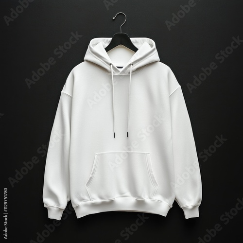 Blank White Hoodie on a Black Background