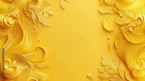 Wallpaper Mural Modern Yellow 3D Ornament Background with Elegant Floral Design Torontodigital.ca