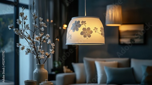 Floral Light Fixture in a Modern Living Room