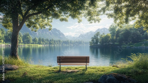 Tranquil Lake View with Bench