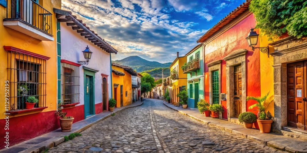 Obraz premium San Sebastian del Oeste: Vibrant colonial architecture documented in colorful photographs.