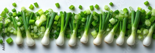 Fresh Green Onions on White Background