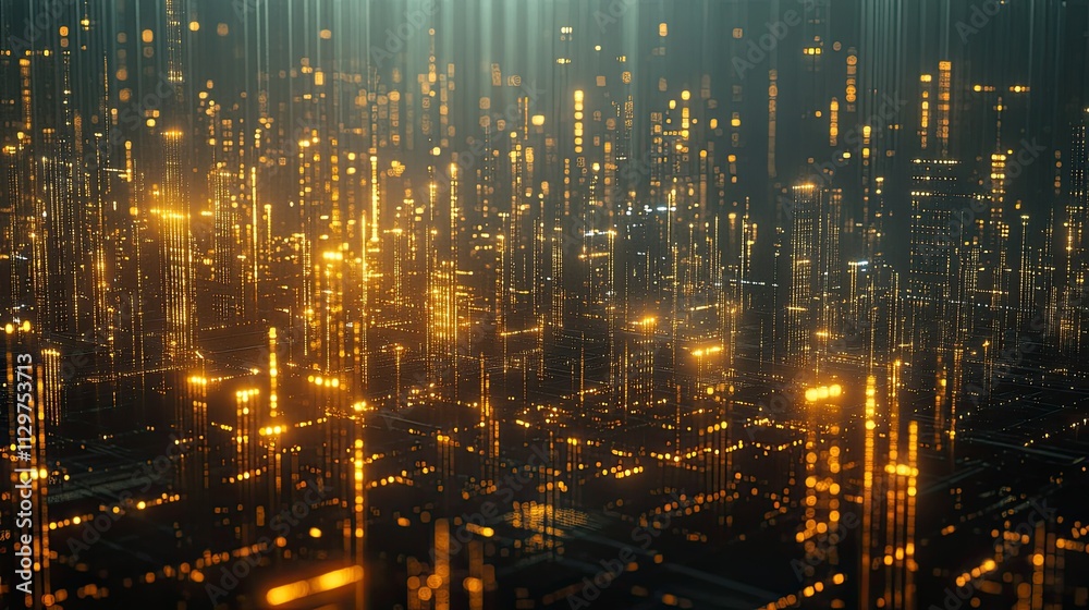 Obraz premium Abstract Glowing Data Visualization with Digital Light Effects