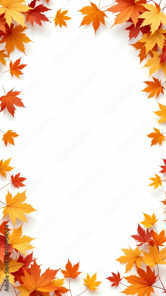 Maple border frame white background Maple border frame white background