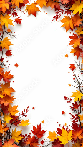 Maple border frame white background