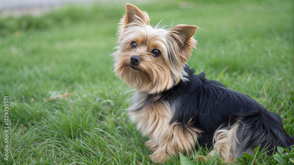 Yorkshire Terrier in the grass Yorkshire Terrier in the grass
