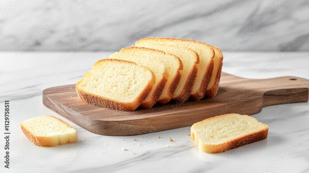 Freshly Sliced Loaf of Soft White Bread on Wooden Cutting Board Freshly Sliced Loaf of Soft White Bread on Wooden Cutting Board