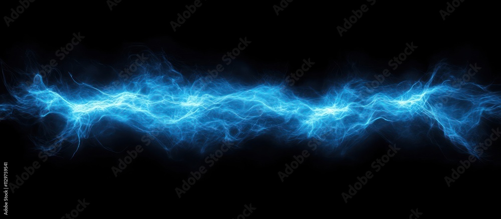 Lightning in vibrant blue, vivid energy on dark misty background Lightning in vibrant blue, vivid energy on dark misty background