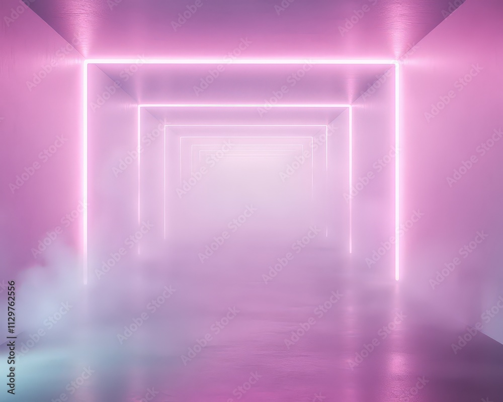 Illuminated foggy tunnel journey urban space digital art futuristic atmosphere Illuminated foggy tunnel journey urban space digital art futuristic atmosphere