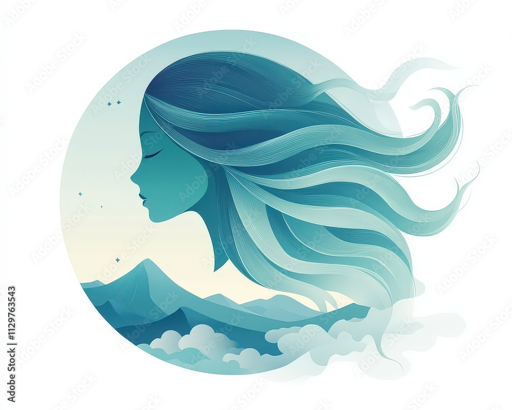Portrait of the girl of the mysterious wind of the mountain of dreams. Portrait of the girl of the mysterious wind of the mountain of dreams.