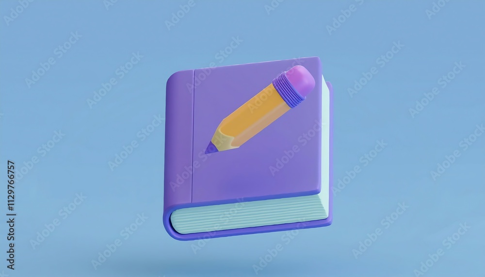 A colorful book with a pencil on its cover, set against a blue background, symbolizing creativity and learning. A colorful book with a pencil on its cover, set against a blue background, symbolizing creativity and learning.