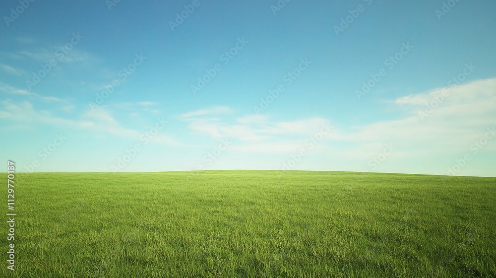 Vibrant Green Fields Under A Bright Clear Sunny Sky Vibrant Green Fields Under A Bright Clear Sunny Sky