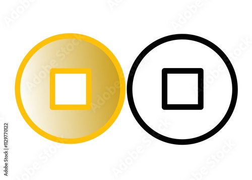 Chinese Newyear ancient coin vector, Chinese coin vector on white background 