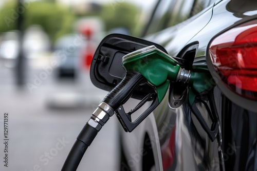 Energy in motion. image depicting petrol being poured during car refuelling, fuel costs, environmental impacts, role of petrol stations in the broader context of energy and transportation.