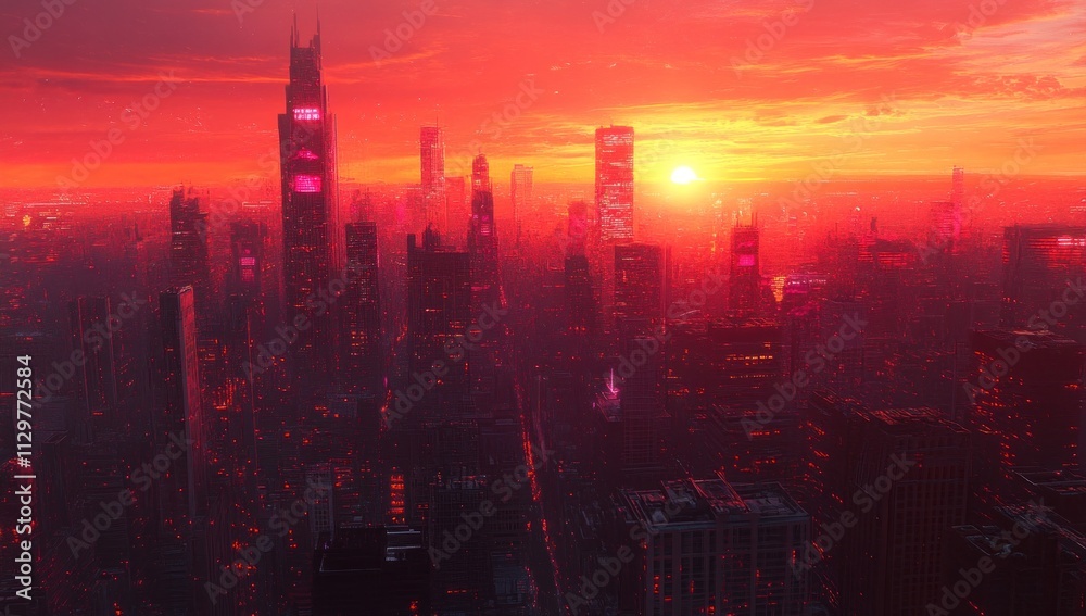 Futuristic Cityscape at Sunset Futuristic Cityscape at Sunset