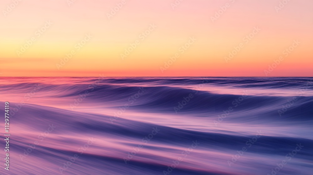 Serene Ocean Waves at Sunset Pastel Hues Serene Ocean Waves at Sunset Pastel Hues