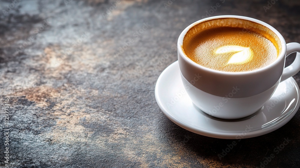 Modern Desktop with Coffee Cup on Rustic Surface Modern Desktop with Coffee Cup on Rustic Surface