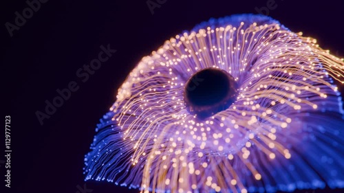 Abstract animation of colorful flower resembling a human eye. 3D futuristic motion design 4K