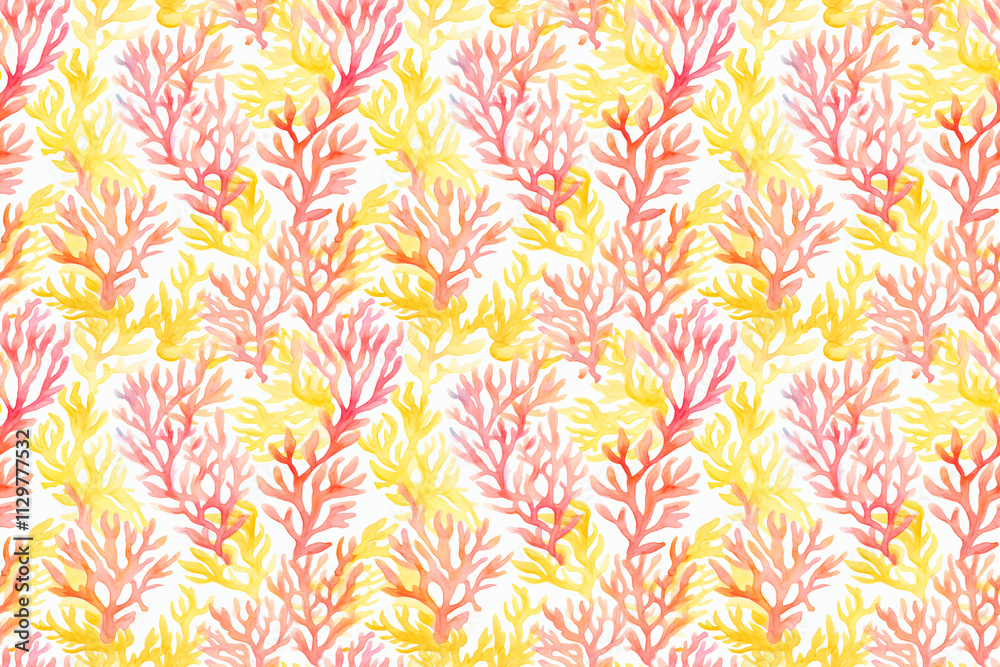 custom made wallpaper toronto digitalYellow and pink watercolor branch coral pattern wallpaper